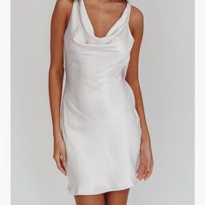 Elegant White Cowl Neck Dress